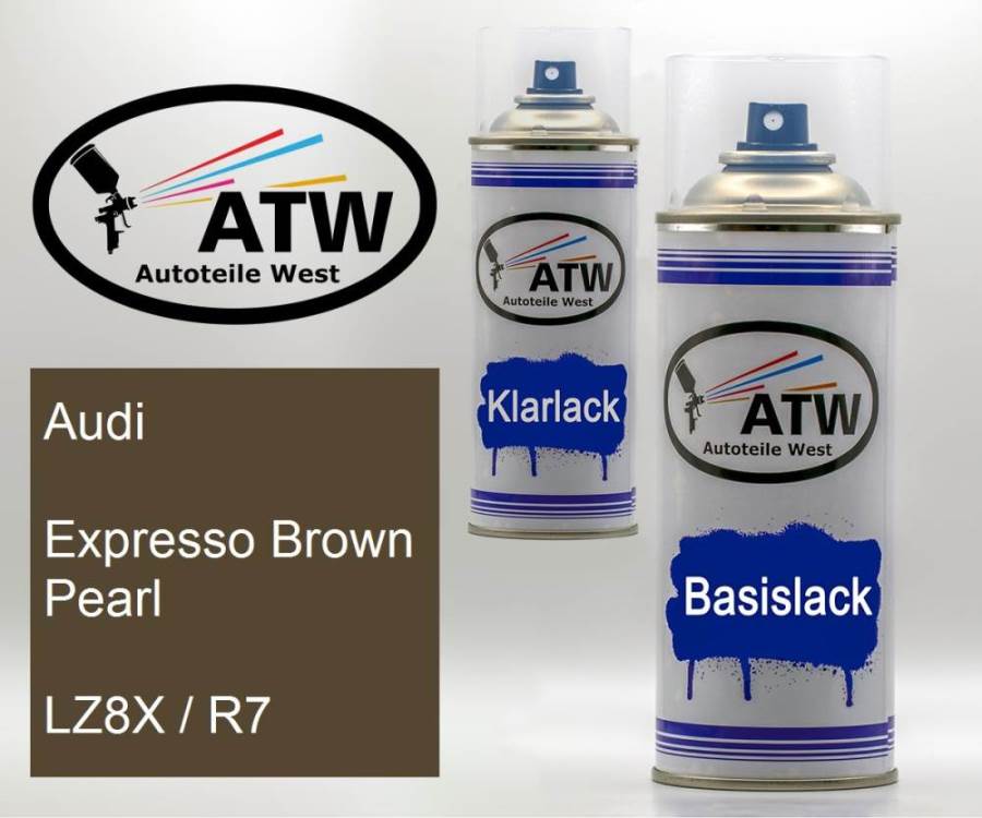 Audi, Expresso Brown Pearl, LZ8X / R7: 400ml Sprühdose + 400ml Klarlack - Set, von ATW Autoteile West.